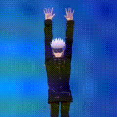 a person with their arms up in the air against a blue sky .