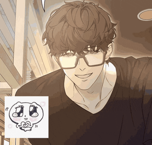 a drawing of a man wearing glasses next to a drawing of a face