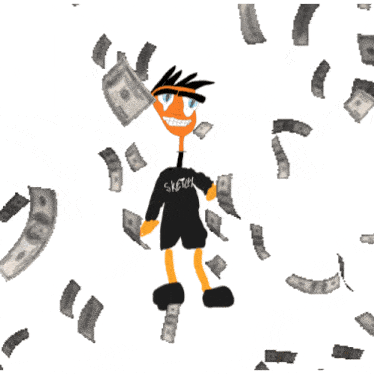 a cartoon character with a shirt that says sketch
