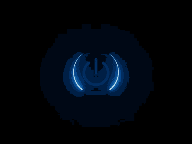 a pair of blue lights that look like a plane 's fuselage