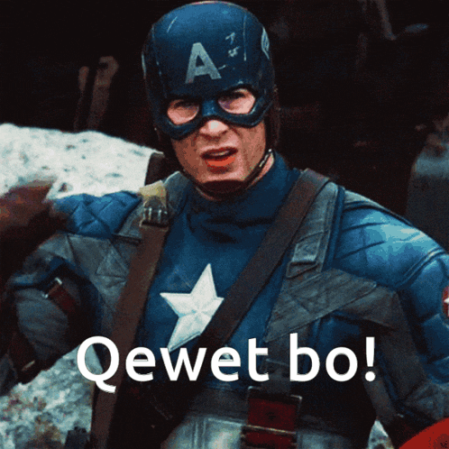 a picture of captain america with the words qewet bo
