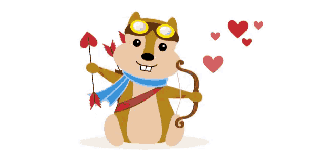 a cartoon squirrel with a bow and arrow