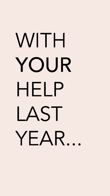 a poster that says with your help last year on a pink background