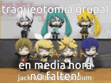 a group of anime characters standing next to each other with the words traqueotomia grupal en media hora