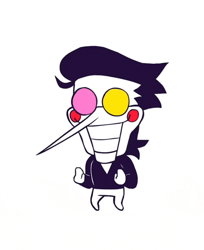 a cartoon drawing of a man with a long nose and sunglasses .