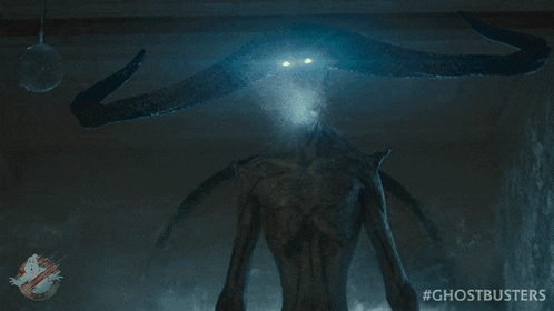 a poster for ghostbusters shows a group of people in the water