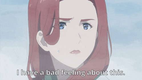 a woman with red hair has a bad feeling about something