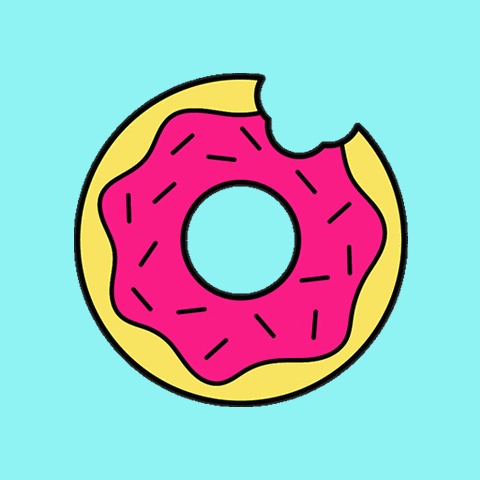 a donut with a bite taken out of it on a blue background
