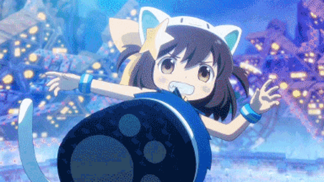 a girl with a cat ear and a star on her hat