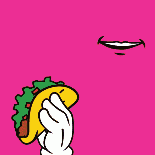 a cartoon taco is flying through the air