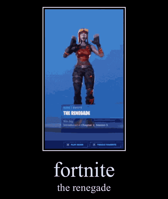 a picture of a video game character with the words fortnite the renegade below it