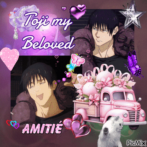 a collage of anime characters with the words toji my beloved