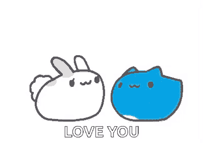 a cartoon cat is laying down with a red heart above it and saying `` love you '' .