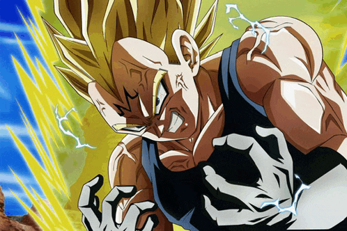 a close up of a cartoon character with lightning coming from his hands