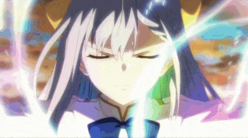 a close up of a girl 's face with a light coming out of her eyes