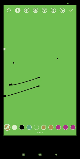 a green screen with a few icons on it including one that says ' share '