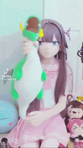 a tiktok video of a girl in a costume