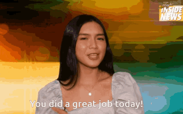 a woman says " you did a great job today " in a video