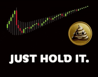 a poster that says just hold it next to a coin with a face on it