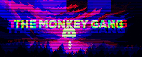 a pixel art of a monkey with the words the monkey gang written on it