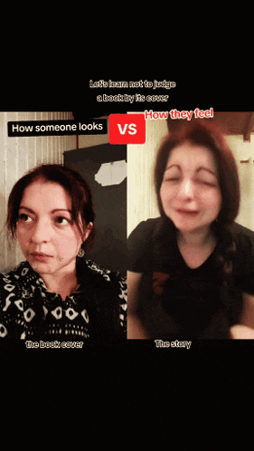 two pictures of a woman with the words how someone looks vs how they feel on the bottom