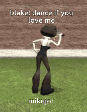 a cartoon character is dancing in the grass and says blake dance if you love me