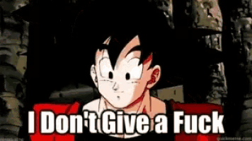 a cartoon character with the words i don 't give a fuck