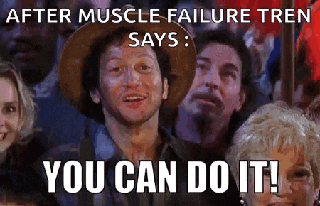 a man in a hat says after muscle failure tren