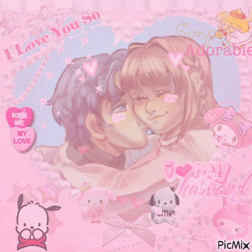 a picture of a boy kissing a girl with the words i love you so on the bottom