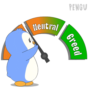 a penguin pointing at a gauge that says neutral