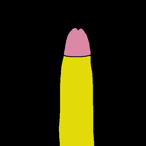 a blue cartoon character is wearing a yellow hat with a pink ribbon on it .