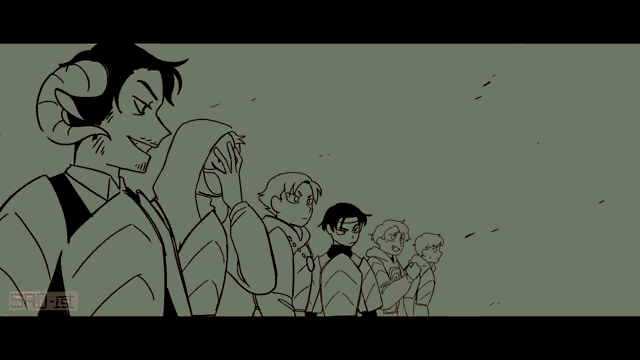 a black and white drawing of a group of people standing next to each other with the letters sro-iat on the bottom