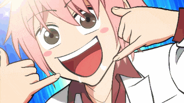 a girl with pink hair is making a funny face
