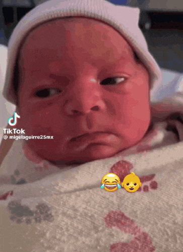 a baby is making a funny face in a tiktok video ..