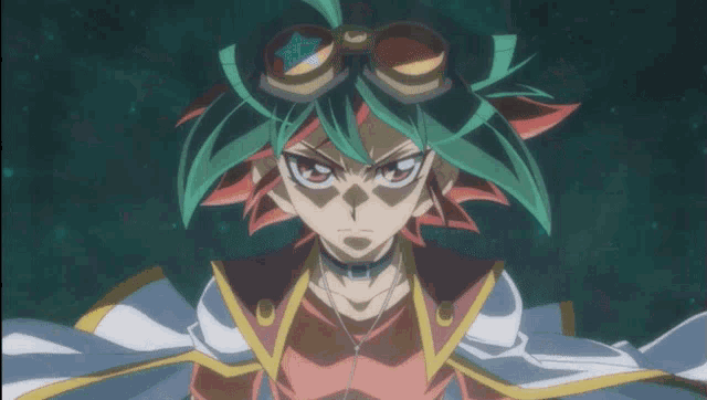 a close up of a cartoon character with green hair