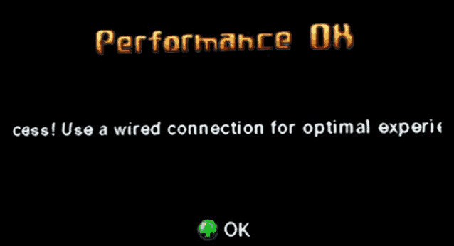 a computer screen displays a message that says " performance ok "