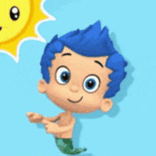 a cartoon boy with blue hair is standing in front of a sun