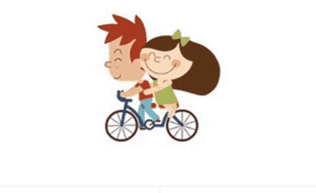 a boy and a girl are riding a bike