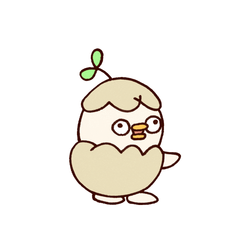 a cartoon character with a plant growing out of it