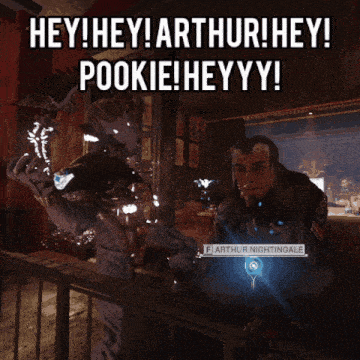 a screenshot of a video game that says hey arthur hey pookie hey yy