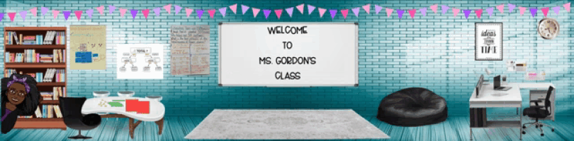 a classroom with a welcome to ms. gordon 's class sign