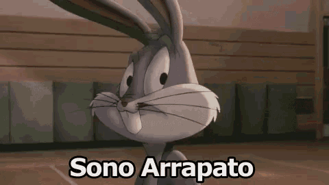 bugs bunny from the looney tunes movie is making a funny face and saying sono arrapato .