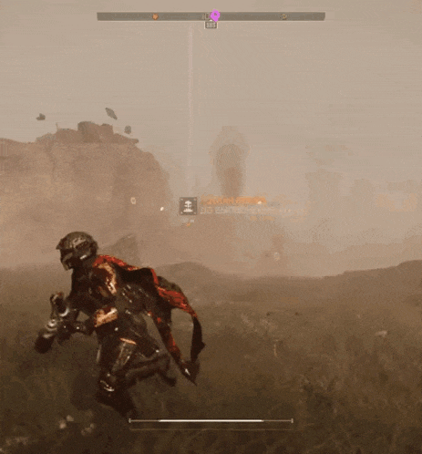 a screenshot of a video game shows a person running in a field with a sign that says " do not enter "