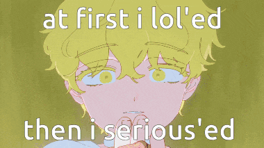 a pixel art of a boy with the words at first i lol 'ed then i serious 'ed below him