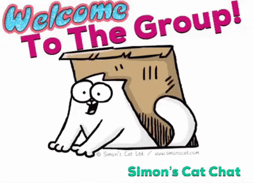 Welcome To The Group Cat GIF - Welcome To The Group Cat Simons Cat Chat GIFs