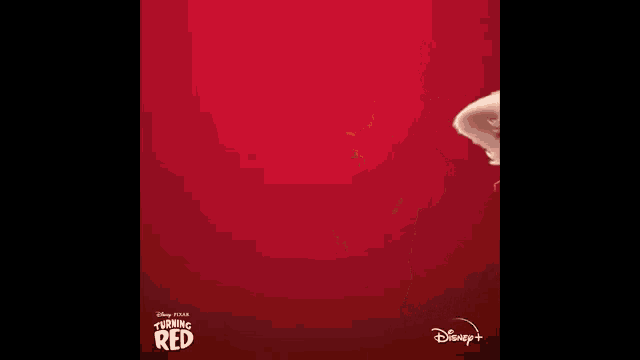 a red panda is standing on its hind legs on a red background from the movie turning red .