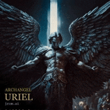 a statue of the archangel uriel with wings spread
