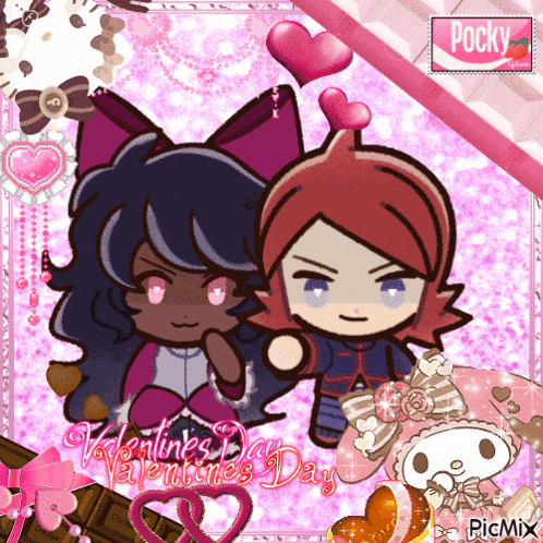 a valentine 's day greeting card with a boy and a girl