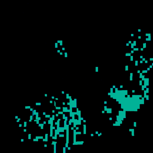 a pixel art of a person 's face with a green background