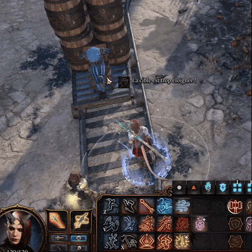 a screenshot of a video game that says la cible est trop eloignee